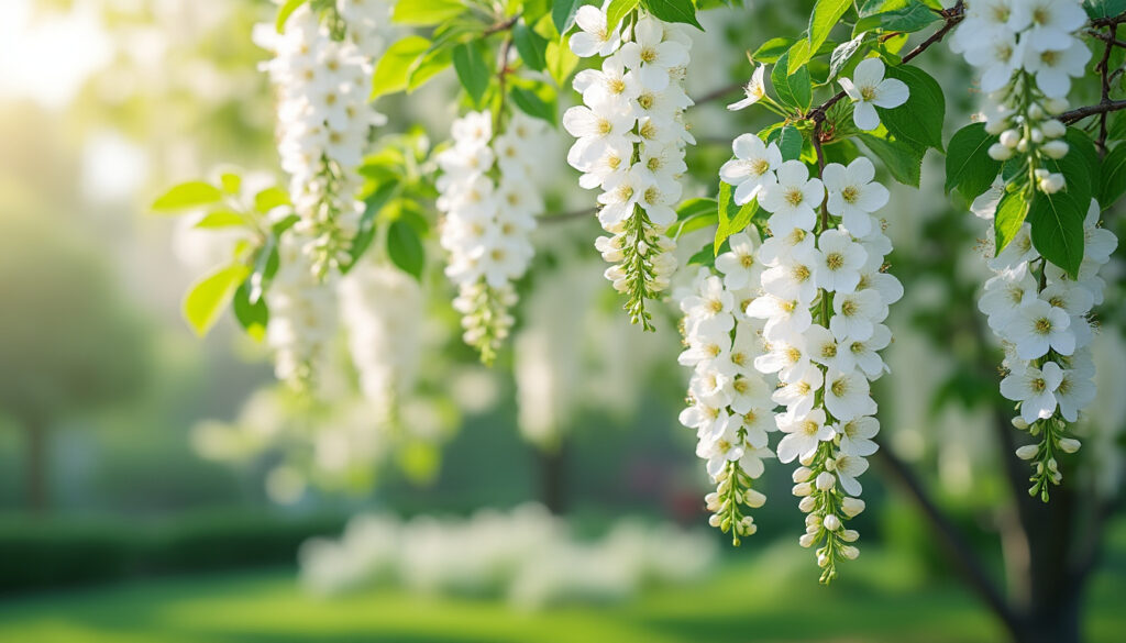 découvrez notre guide complet pour choisir et entretenir un arbre à fleurs blanches en grappe, alliant beauté et conseils pratiques pour un jardin éclatant.